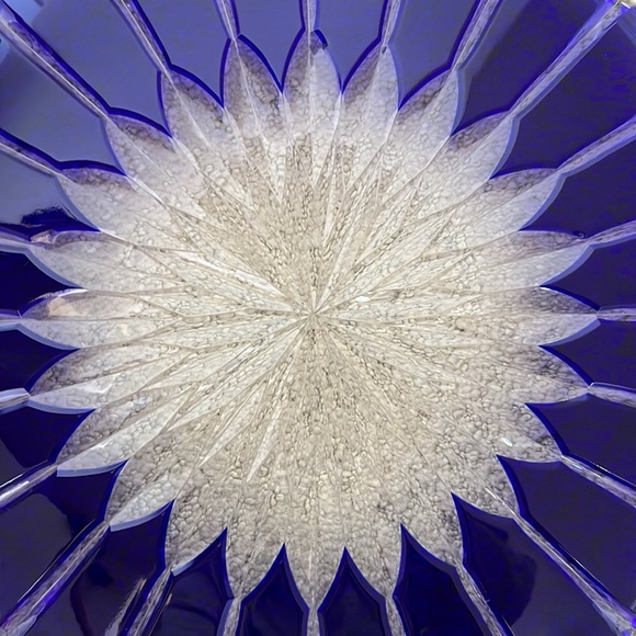 Ajka Crystal, Hungary, 12" Castille Blue serving plate  24% Pb0 - Picture 3 of 8